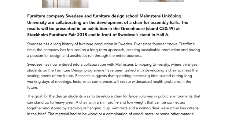 Swedese and Malmstens students in creative design collaboration
