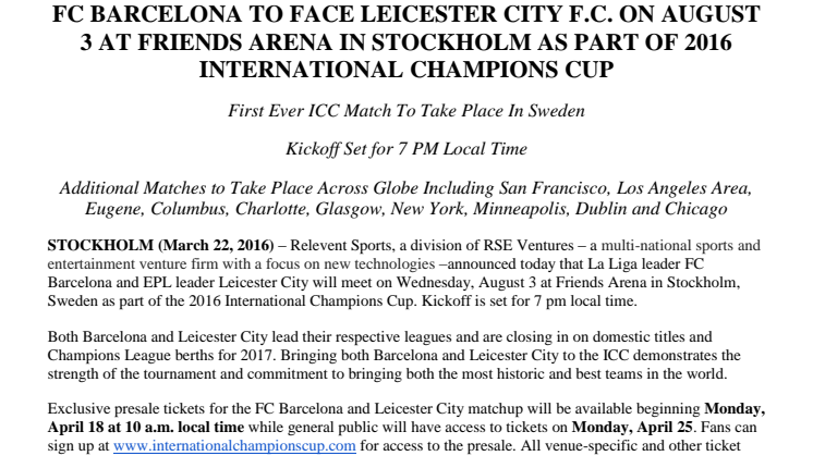 FC Barcelona möter Leicester City på Friends Arena