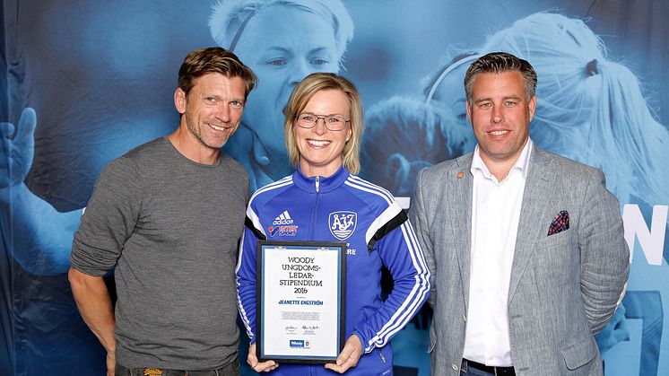 Jeanette Engström, Åby IF. Här tillsammans med Jesper Blomqvist och Mikael Tykesson.