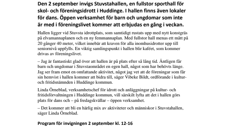 Ny sporthall i Huddinge