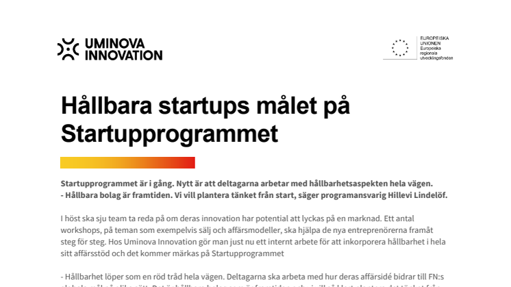 Hållbara startups målet på Startupprogrammet