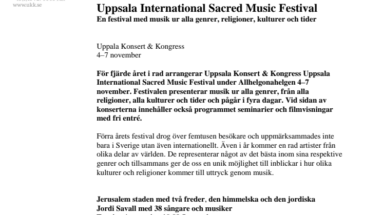 Uppsala International Sacred Music Festival 4-7 november 2010