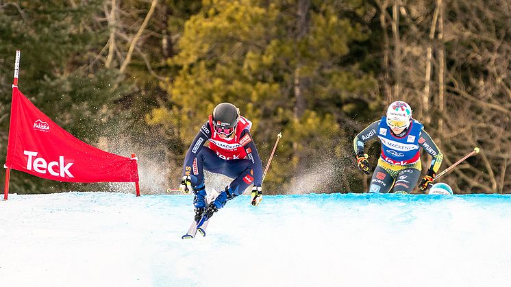 Sandra Näslund tog sin 24e världscupseger i Nakiska, Kanada, efter en märklig final. Foto: Johannes Friedl, Gepa Pictures-Bildbyrån