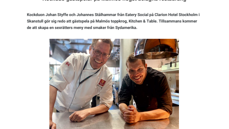 Kockduo gästspelar på Malmös högst belägna restaurang