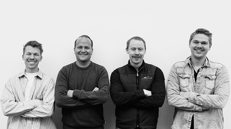  Från vänster: Marcus Farendahl, Marknadskoordinator. Christoffer Roos, Regionchef Norr. Emil Widmark, Controller och Oskar Habbe, Ekonomiassistent.