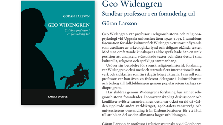 Bokblad Geo Widengren. Stridbar professor i en föränderlig tid