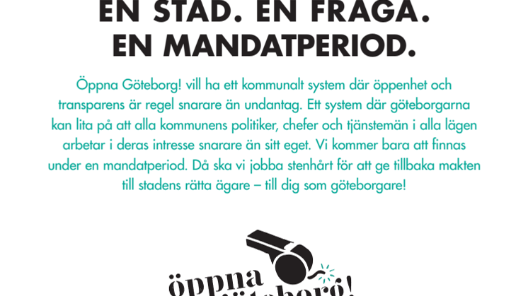 Öppna Göteborg! Valplattform 2014 - PDF