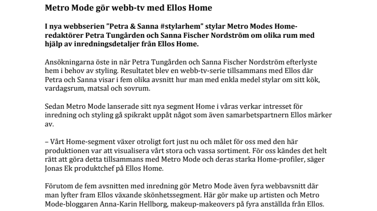 Metro Mode gör webb-tv med Ellos Home