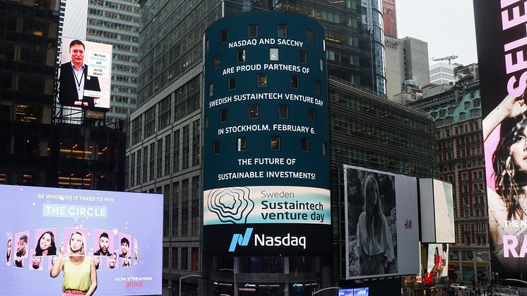 Sweden Sustaintech Venture Day visas på Times Square, New York City