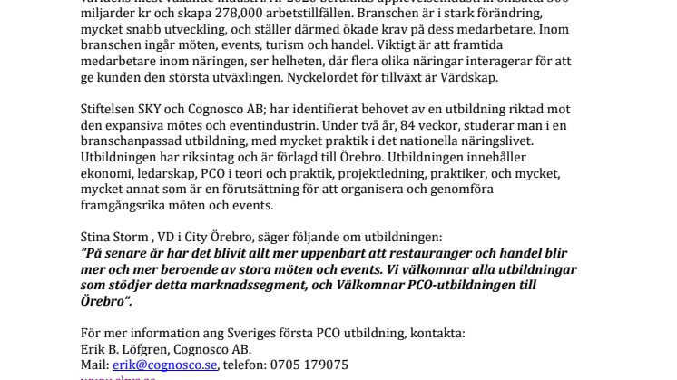 Unik PCO utbildning startar i Örebro!