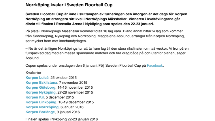 Norrköping kvalar i Sweden Floorball Cup
