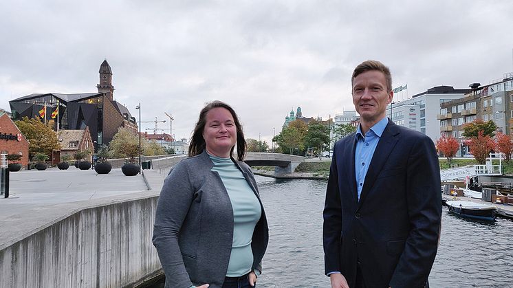 Magdalena Beck, ordförande i VA SYDs förbundstyrelse och Joel Olthed, VA SYDs förbundsdirektör.