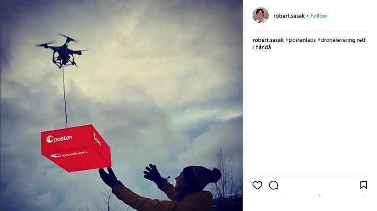 Robert Sasak tok i bruk både kreative evner og Postens nye AR-app. Dette ble vinnerbildet i Postens konkurranse.