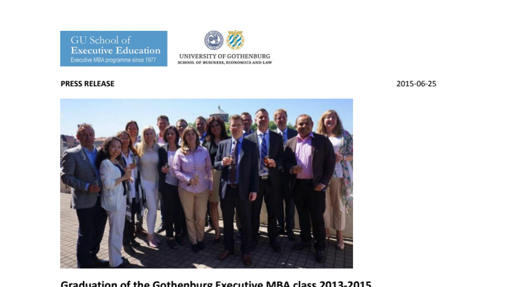 Graduation of the Gothenburg Executive MBA class 2013-2015 