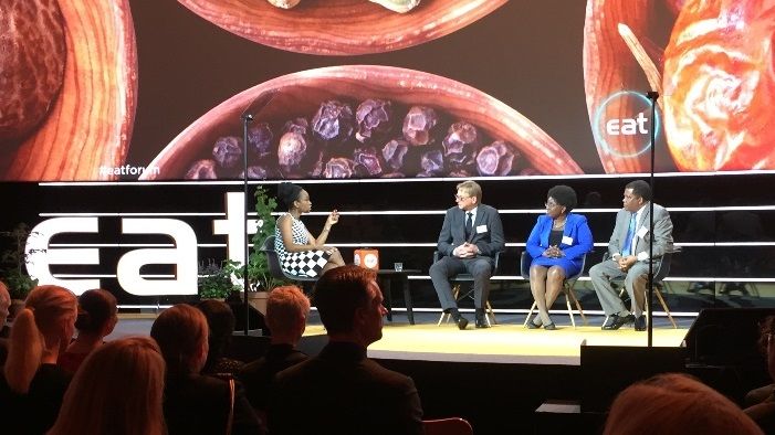 EAT panel: Food can fix it. CEO Geir Molvik with Dr. Anna Lartey, Dr. Belay Begashaw, and Femi Oke