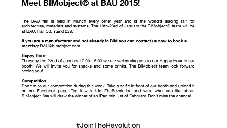 Meet BIMobject® at BAU 2015!