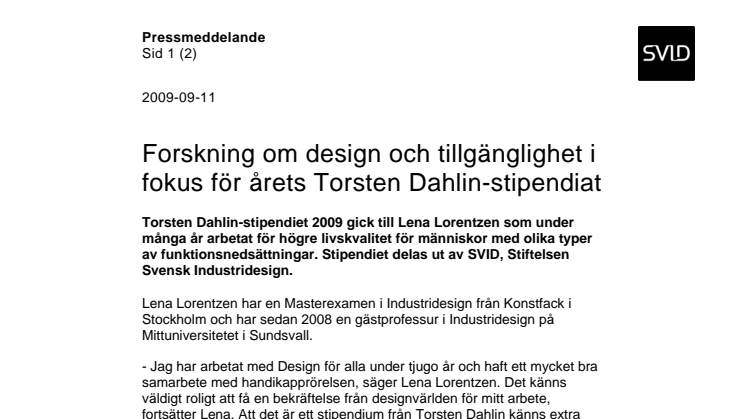 Forskning om design och tillgänglighet i fokus för årets Torsten Dahlin-stipendiat