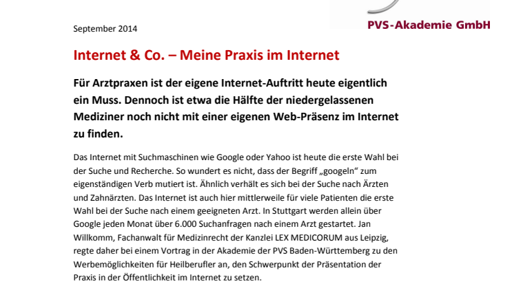 Internet & Co. – Meine Praxis im Internet