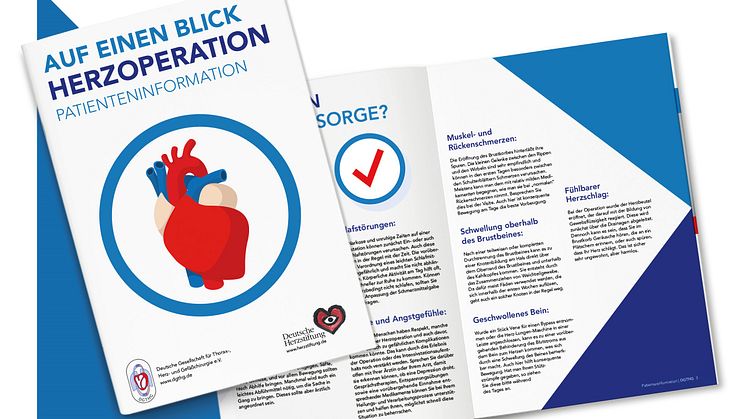 Kurz, prägnant und für jedermann verständlich informiert die neue Patientenbroschüre „Auf einen Blick – Herzoperation“ (Copyright: DGTHG).