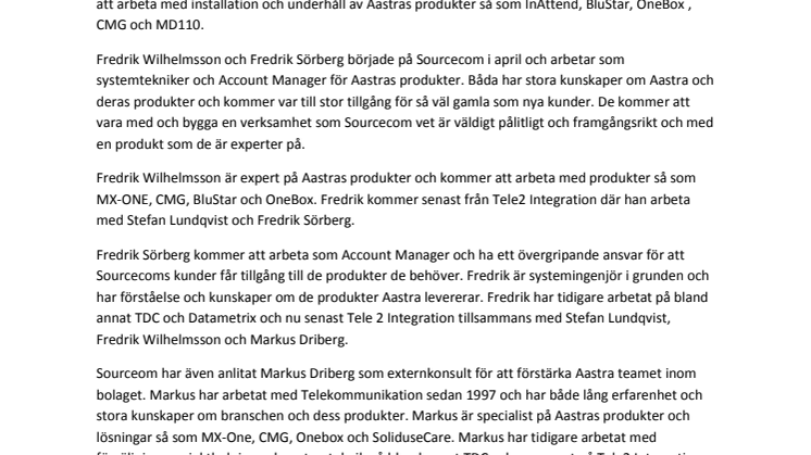 Sourcecom utvecklar inom Unified Communication & Collaboration och förstärker sin expertis genom nyanställningar