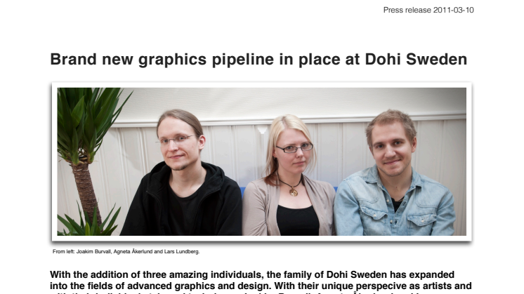 Brand new graphics pipeline in place at Dohi Sweden