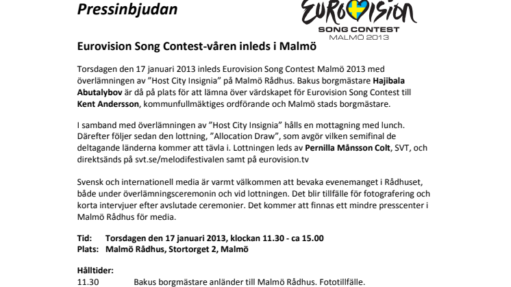 Eurovision Song Contest-våren inleds i Malmö 