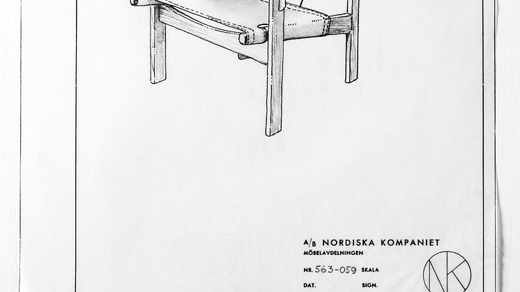 NK skiss fåtölj Trienna Nordiska museet