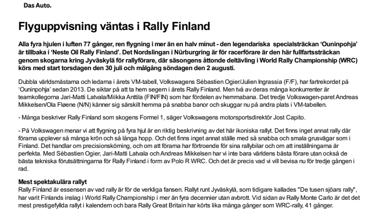 Flyguppvisning väntas i Rally Finland