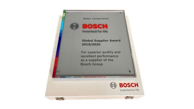 Nidec Receives 2021 Bosch Global Supplier Award from Bosch Group
