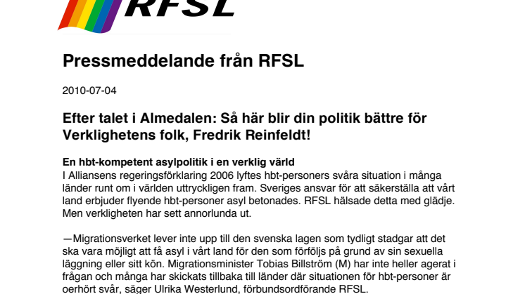 Efter talet i Almedalen: Så här blir din politik bättre för Verklighetens folk, Fredrik Reinfeldt!