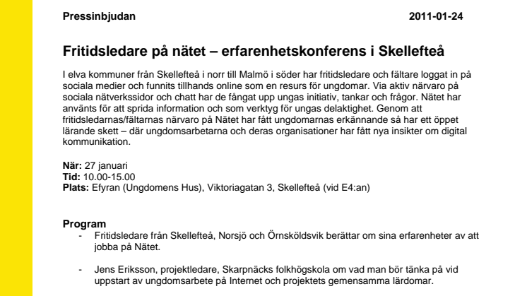 Fritidsledare på nätet samlas i Skellefteå