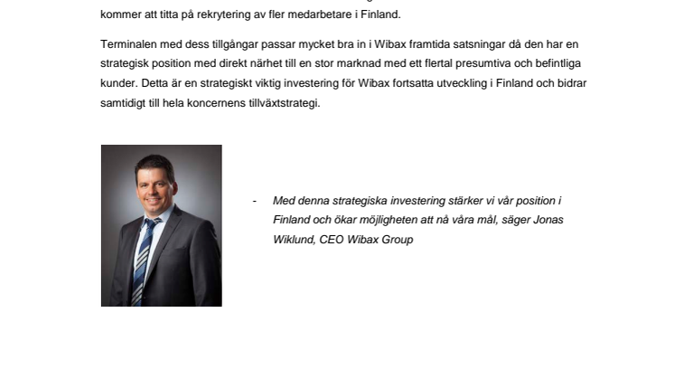 WIBAX investerar mångmiljonbelopp i Finland 