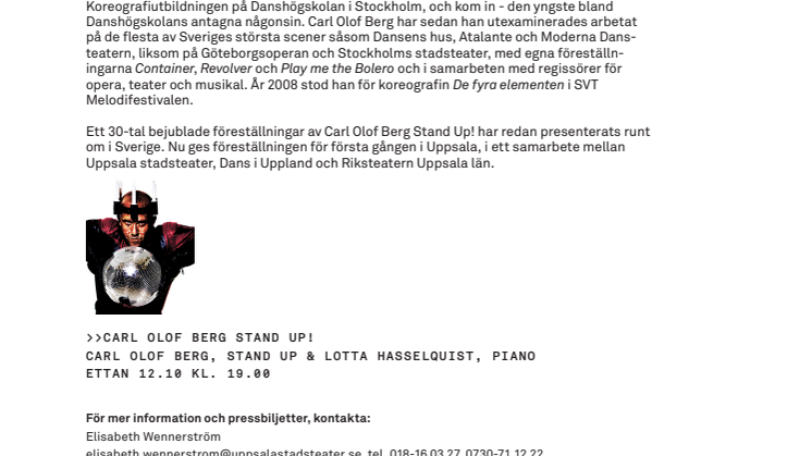 Hett eftertraktade Carl Olof Berg Stand Up! gästar Uppsala med självbiografisk performance-stand up