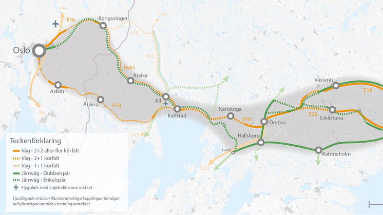 Källa: Karta från Trafikverkets ÅVS Stockholm-Oslo