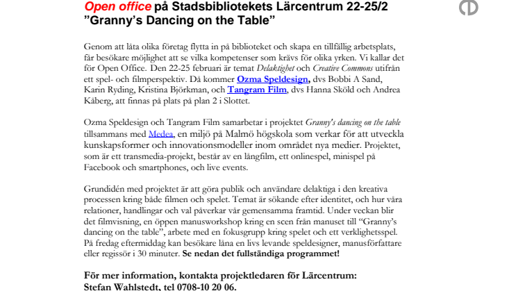 Stadsbiblioteket i Malmö: Open Office på Lärcentrum – Tangram Film och Ozma Speldesign flyttar in
