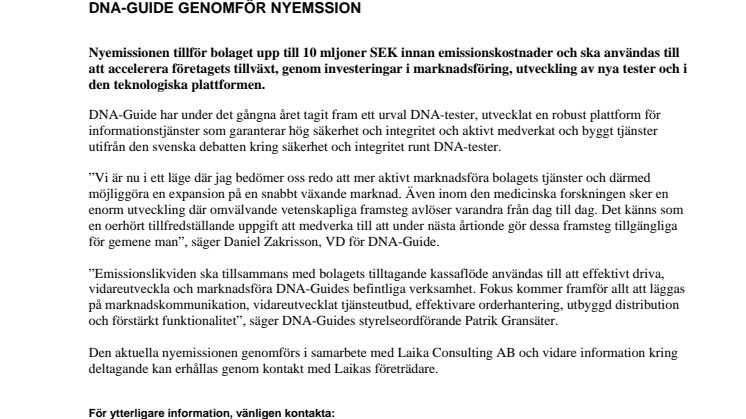 Nyemission i DNA-Guide