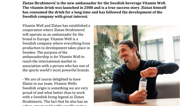 ​Zlatan’s first choice of beverage: Swedish Vitamin Well