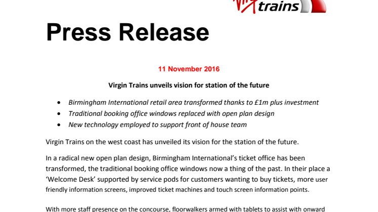 Virgin Trains unveils vision for station of the future