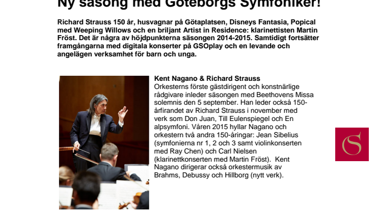 Ny säsong med Göteborgs Symfoniker!
