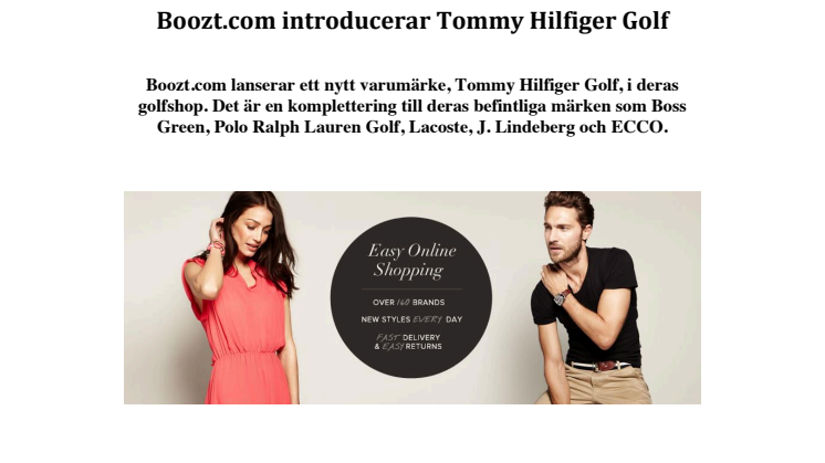 Boozt.com introducerar Tommy Hilfiger Golf