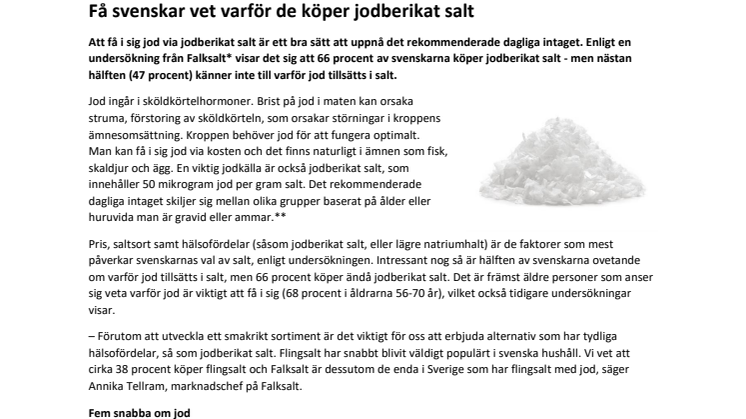 Få svenskar vet varför de köper jodberikat salt