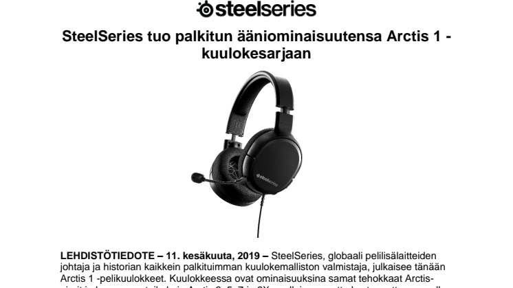 SteelSeries tuo palkitun ääniominaisuutensa Arctis 1 -kuulokesarjaan