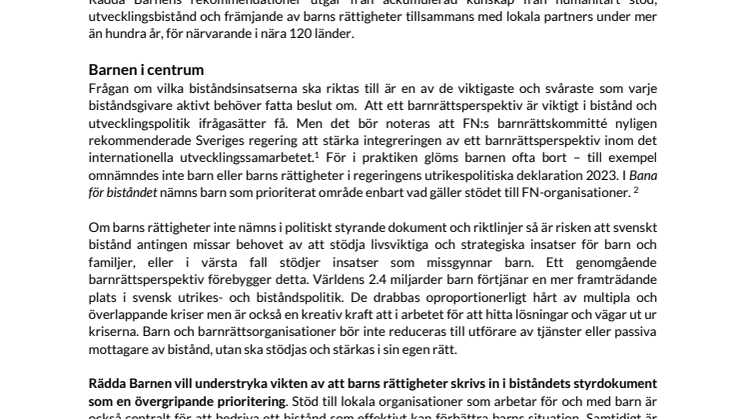 Rädda Barnen inskick med anledning av regeringens biståndsreformer_2023.pdf