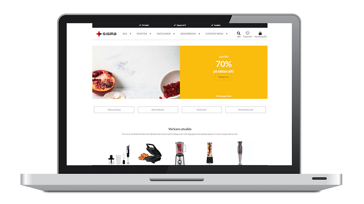 User interface for Storefront by Sigma Unified Commerce.