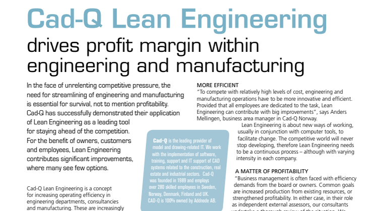 Lean Engineering drives profit margin within engineering and manufacturing