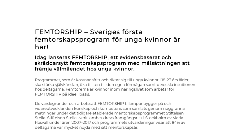 FEMTORSHIP – Sveriges första femtorskapsprogram för unga kvinnor är här!