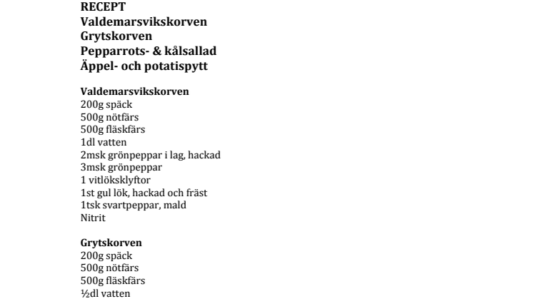 Årets Valdemarviksrätt 2012, recept