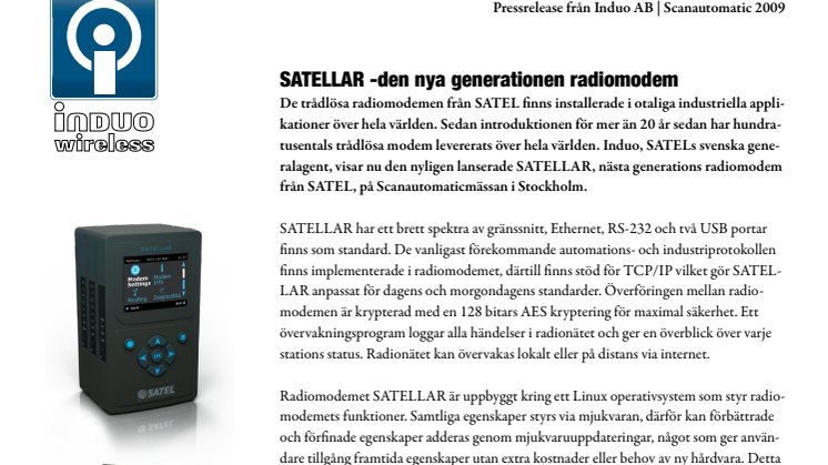 SATELLAR -den nya generationen radiomodem från SATEL