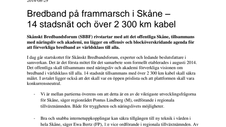 Bredband på frammarsch i Skåne – 14 stadsnät och över 2 300 km kabel 