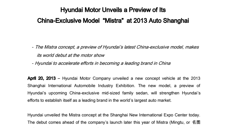 Hyundai med ny modell for det kinesiske markedet